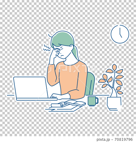 遠程工作/眼睛疲倦的女性/ 3種顏色 70819796