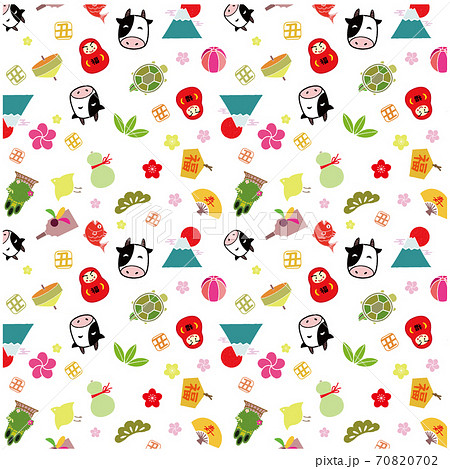 2021 丑年 縁起物のパターン柄 カラー 70820702