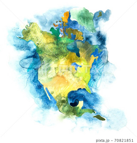 Map of North America, USA and Canada. Watercolor. Map of North America, USA and Canada. Watercolor. 70821851