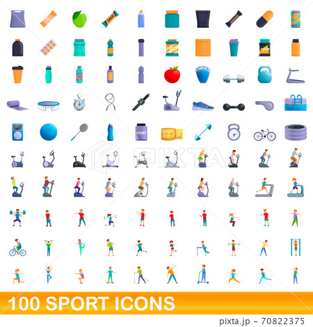 100 sport icons set, cartoon style 100 sport icons set, cartoon style 70822375
