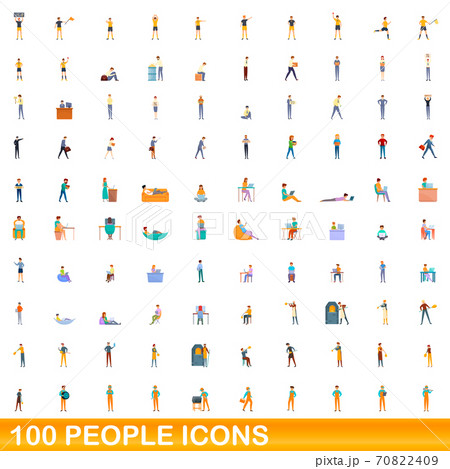 100 people icons set, cartoon style 100 people icons set, cartoon style 70822409