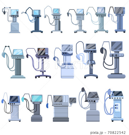 Ventilator Medical Machine icons set, cartoon style Ventilator Medical Machine icons set, cartoon style 70822542