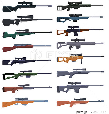 Sniper Weapon Icons Set Cartoon Styleのイラスト素材