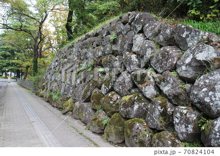 仙台市青葉区　仙台市博物館近くの石垣 70824104