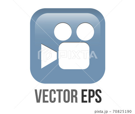 The isolated vector gradient blue cinema film video camera, camcorder round corner square icon button The isolated vector gradient blue cinema film video camera, camcorder round corner square icon button 70825190