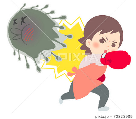 カビ菌撃退！戦う主婦のイラスト - ボクシング・グローブ 70825909