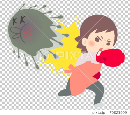 カビ菌撃退！戦う主婦のイラスト - ボクシング・グローブ 70825909