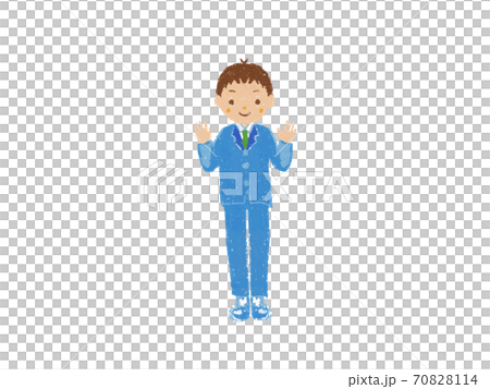 一個高中男孩用蠟筆觸摸的插圖 70828114