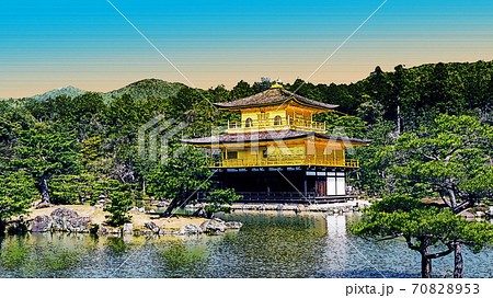 夕焼けの金閣寺 70828953