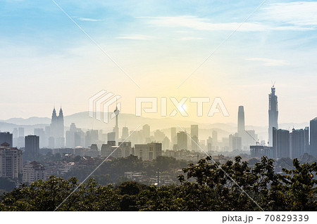Dawn in Kuala Lumpur with all major iconic sky scrapers visible in frame Dawn in Kuala Lumpur with all major iconic sky scrapers visible in frame 70829339