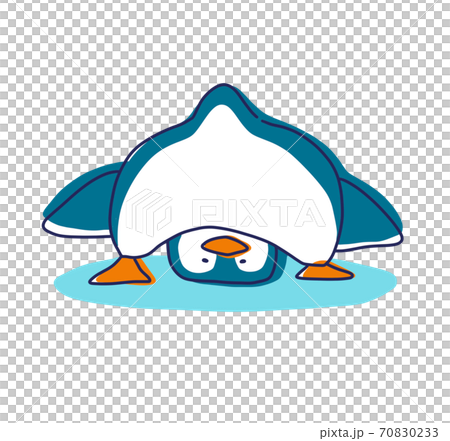準備体操をするペンギンのイラストのイラスト素材