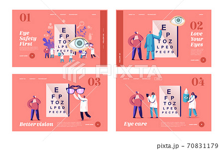 Optician Exam for Glaucoma Treatment Landing Page Template Set. Ophthalmologist Doctor Character Check Eyesight Optician Exam for Glaucoma Treatment Landing Page Template Set. Ophthalmologist Doctor Character Check Eyesight 70831179