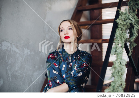 Portrait of beautiful woman having make up and red 70832925