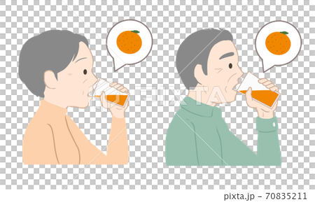 老年人喝橙汁(無排隊) 老年人喝橙汁(無排隊) 70835211