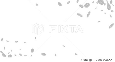 British pound coins falling. Scattered black and w British pound coins falling. Scattered black and w 70835822