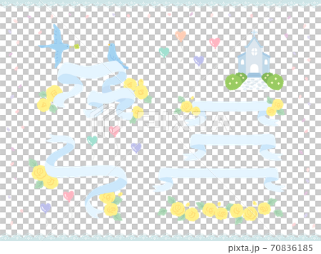 リボンと薔薇の装飾素材 70836185