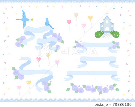 リボンと薔薇の装飾素材 70836186