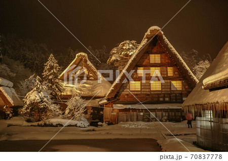 冬の白川郷の写真素材