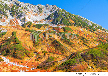 富山県 紅葉最盛期の室堂 立山黒部アルペンルートの写真素材