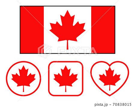カナダ国旗のバリエーションセット 縁線あり のイラスト素材