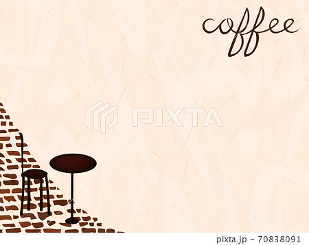 カフェのテーブルとコーヒーの文字背景 カフェのイメージイラスト のイラスト素材