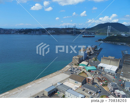 関門海峡 門司側からの風景 俯瞰 関門海峡 門司側からの風景 俯瞰 70838203