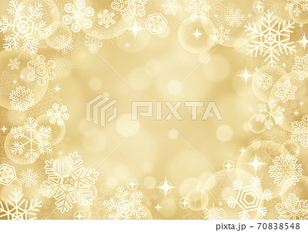 冬 クリスマス素材 雪とキラキラの背景 シャンパンゴールドのイラスト素材 70838548 Pixta