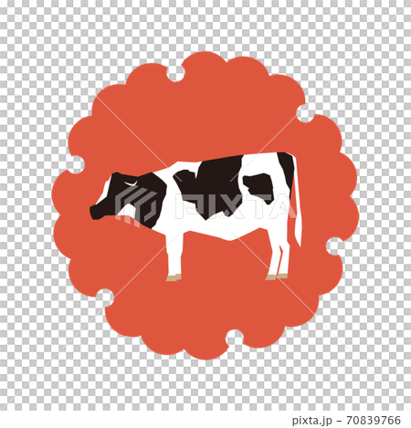 Sideways cow with snow ring pattern-red background Sideways cow with snow ring pattern-red background 70839766