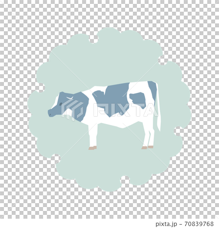 側身牛與雪環圖案藍色背景 70839768