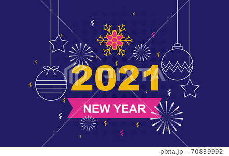 Lantern Fireworks Snowflake Happy New Year Holiday Greeting Card Background Lantern Fireworks Snowflake Happy New Year Holiday Greeting Card Background 70839992