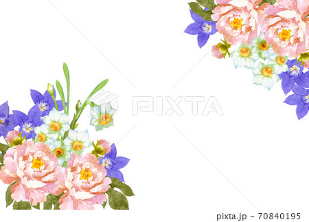 和風の花のブーケ　水彩イラスト 70840195