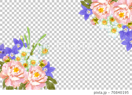 和風の花のブーケ　水彩イラスト 70840195