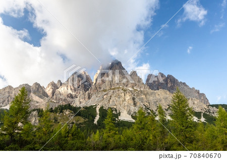 Beautiful view of famous dolomite mountain, Italy. 70840670