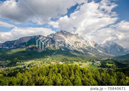 Beautiful view of famous dolomite mountain, Italy. Beautiful view of famous dolomite mountain, Italy. 70840671