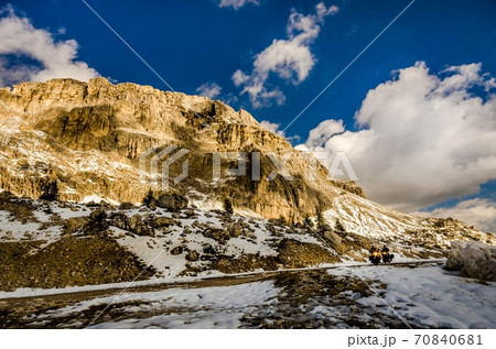 Beautiful view of famous dolomite mountain, Italy. Beautiful view of famous dolomite mountain, Italy. 70840681