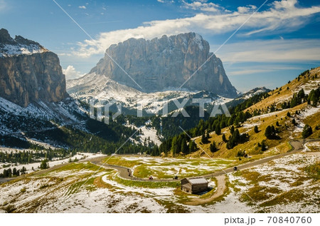 Beautiful view of famous dolomite mountain, Italy. Beautiful view of famous dolomite mountain, Italy. 70840760