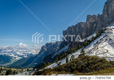Beautiful view of famous dolomite mountain, Italy. Beautiful view of famous dolomite mountain, Italy. 70840766