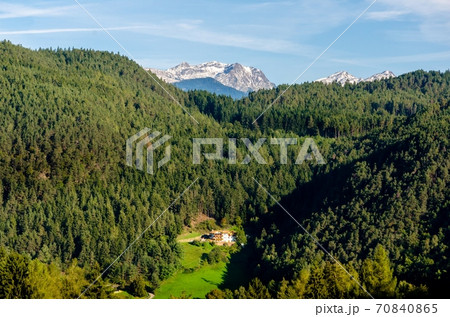 Beautiful view of famous dolomite mountain, Italy. 70840865