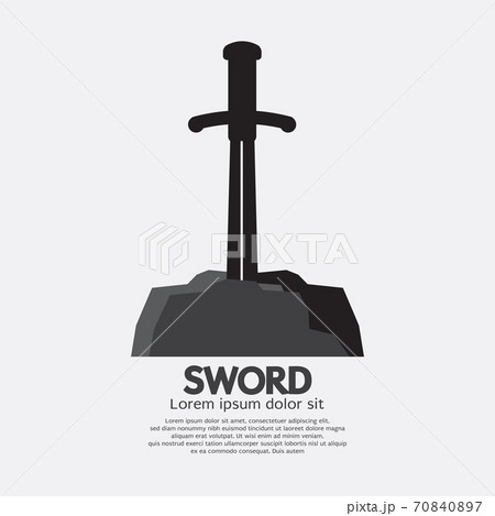 Sword That Was Placed on The Stone Platform Symbol Vector Illustration. Sword That Was Placed on The Stone Platform Symbol Vector Illustration. 70840897
