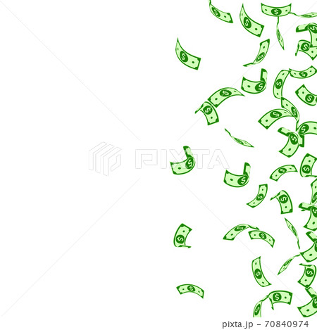 American dollar notes falling. Sparse USD bills on 70840974