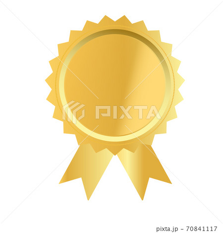 gold medal on white background. gold award sign. golden seal with ribbons symbol. flat style. 70841117