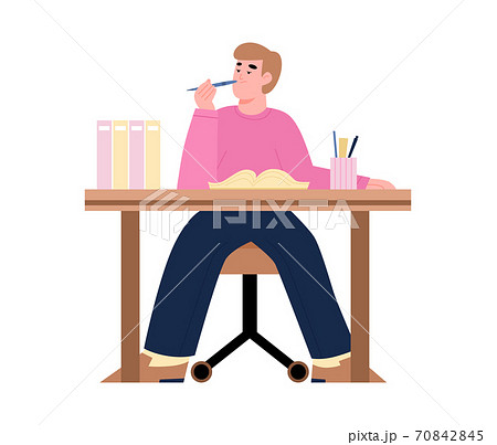 Bored, lazy, tired office worker or student a vector isolated illustration 70842845
