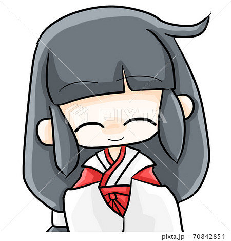 笑顔の可愛い巫女さん 上半身アップ のイラスト素材