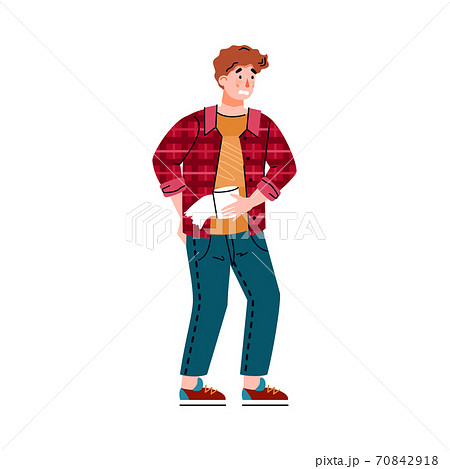 Man has diarrhea in result of food poisoning, flat vector illustration isolated. Man has diarrhea in result of food poisoning, flat vector illustration isolated. 70842918