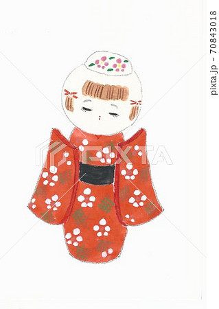 野村桂湖の絵手紙・こけし・2のイラスト素材 [70843018] - PIXTA