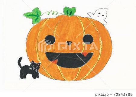 野村桂湖の絵手紙 かぼちゃのイラスト素材
