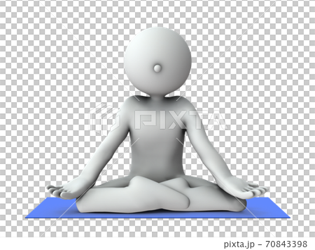 ヨガで集中力を高めるキャラクター。3Dレンダリング。 70843398