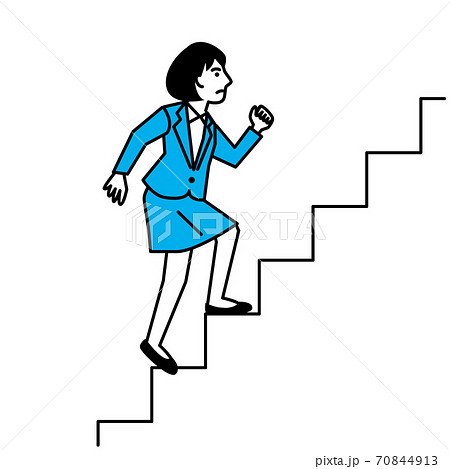 階段を上る女性 真横のイラスト素材