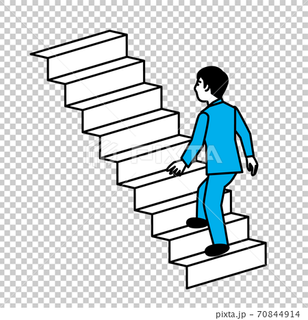 階段を上る男性 斜め後ろのイラスト素材