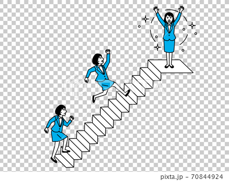 階段を上る女性 3段階の図のイラスト素材